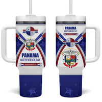 Panama Independence Day Tumbler With Handle with National Coat of Arms and Red Blue Star Design - Wonder Print Shop