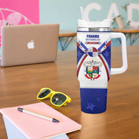 Panama Independence Day Tumbler With Handle with National Coat of Arms and Red Blue Star Design - Wonder Print Shop