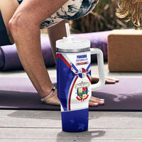 Panama Independence Day Tumbler With Handle with National Coat of Arms and Red Blue Star Design - Wonder Print Shop
