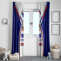 Panama Independence Day Window Curtain with National Coat of Arms and Red Blue Star Design - Wonder Print Shop