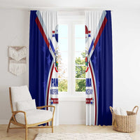 Panama Independence Day Window Curtain with National Coat of Arms and Red Blue Star Design - Wonder Print Shop