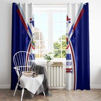 Panama Independence Day Window Curtain with National Coat of Arms and Red Blue Star Design - Wonder Print Shop
