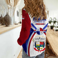 Panama Independence Day Women Casual Shirt with National Coat of Arms and Red Blue Star Design - Wonder Print Shop