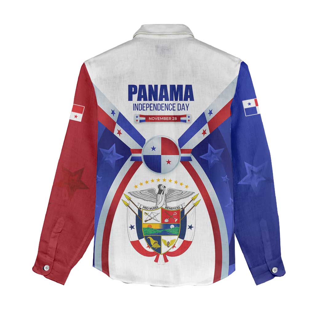 Panama Independence Day Women Casual Shirt with National Coat of Arms and Red Blue Star Design - Wonder Print Shop