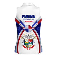 Panama Independence Day Women Sleeveless Polo Shirt with National Coat of Arms and Red Blue Star Design - Wonder Print Shop