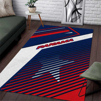 Panama Diagonal Stripe Design Area Rug with Bold Red Blue Star and Flag Accents - Wonder Print Shop