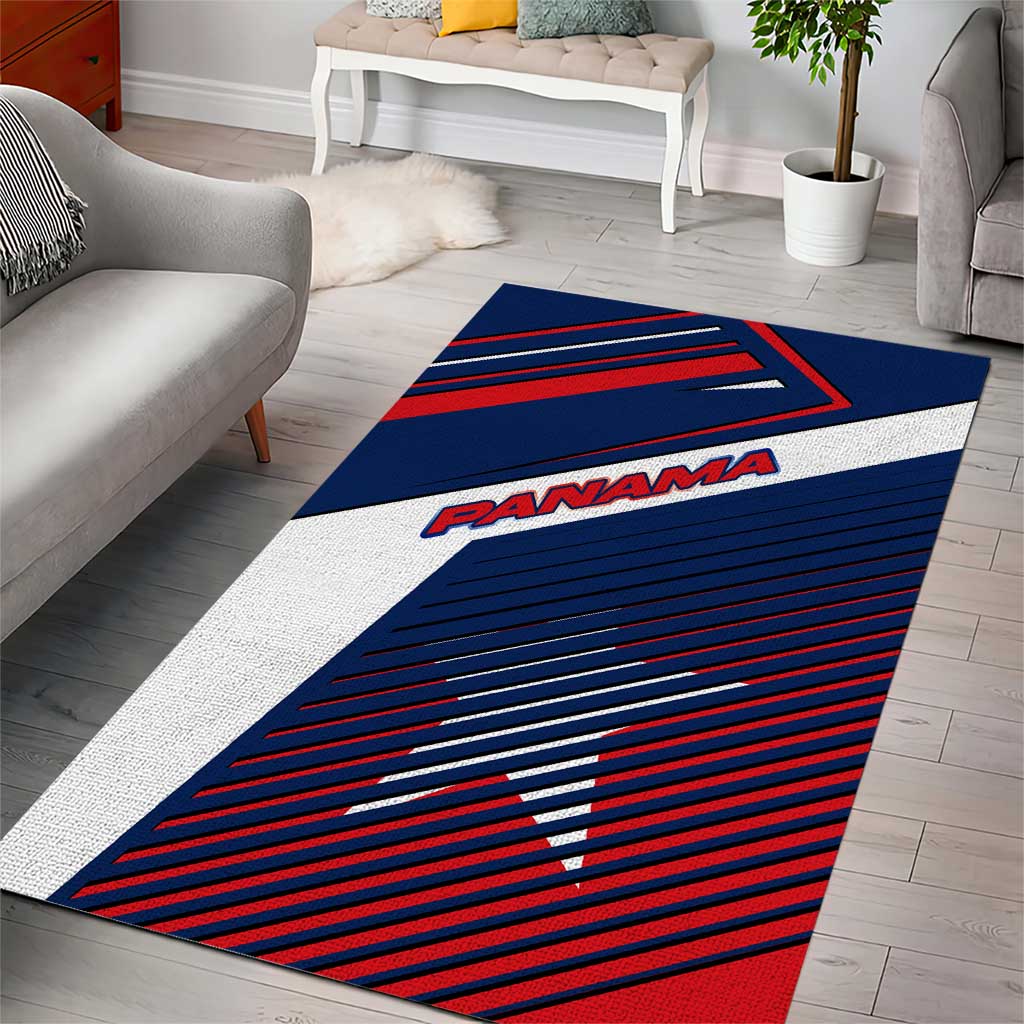 Panama Diagonal Stripe Design Area Rug with Bold Red Blue Star and Flag Accents - Wonder Print Shop