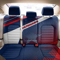 Panama Diagonal Stripe Design Back Car Seat Cover with Bold Red Blue Star and Flag Accents - Wonder Print Shop