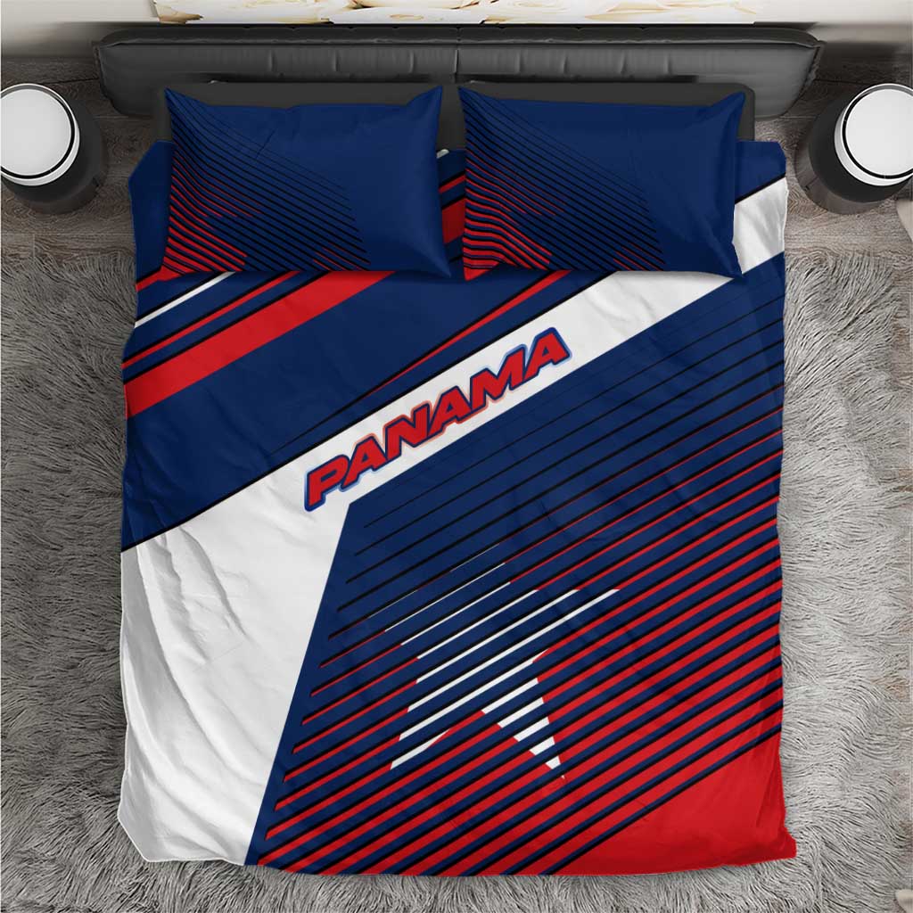 Panama Diagonal Stripe Design Bedding Set with Bold Red Blue Star and Flag Accents - Wonder Print Shop