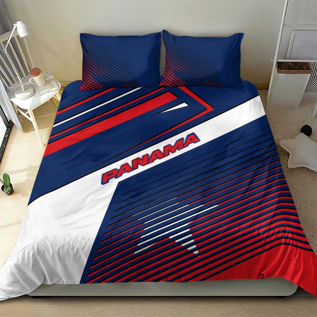 Panama Diagonal Stripe Design Bedding Set with Bold Red Blue Star and Flag Accents - Wonder Print Shop