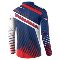 Panama Diagonal Stripe Design Button Sweatshirt with Bold Red Blue Star and Flag Accents - Wonder Print Shop