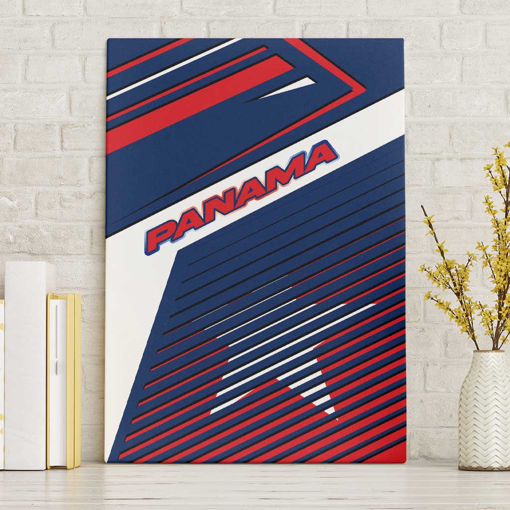 Panama Diagonal Stripe Design Canvas Wall Art with Bold Red Blue Star and Flag Accents - Wonder Print Shop