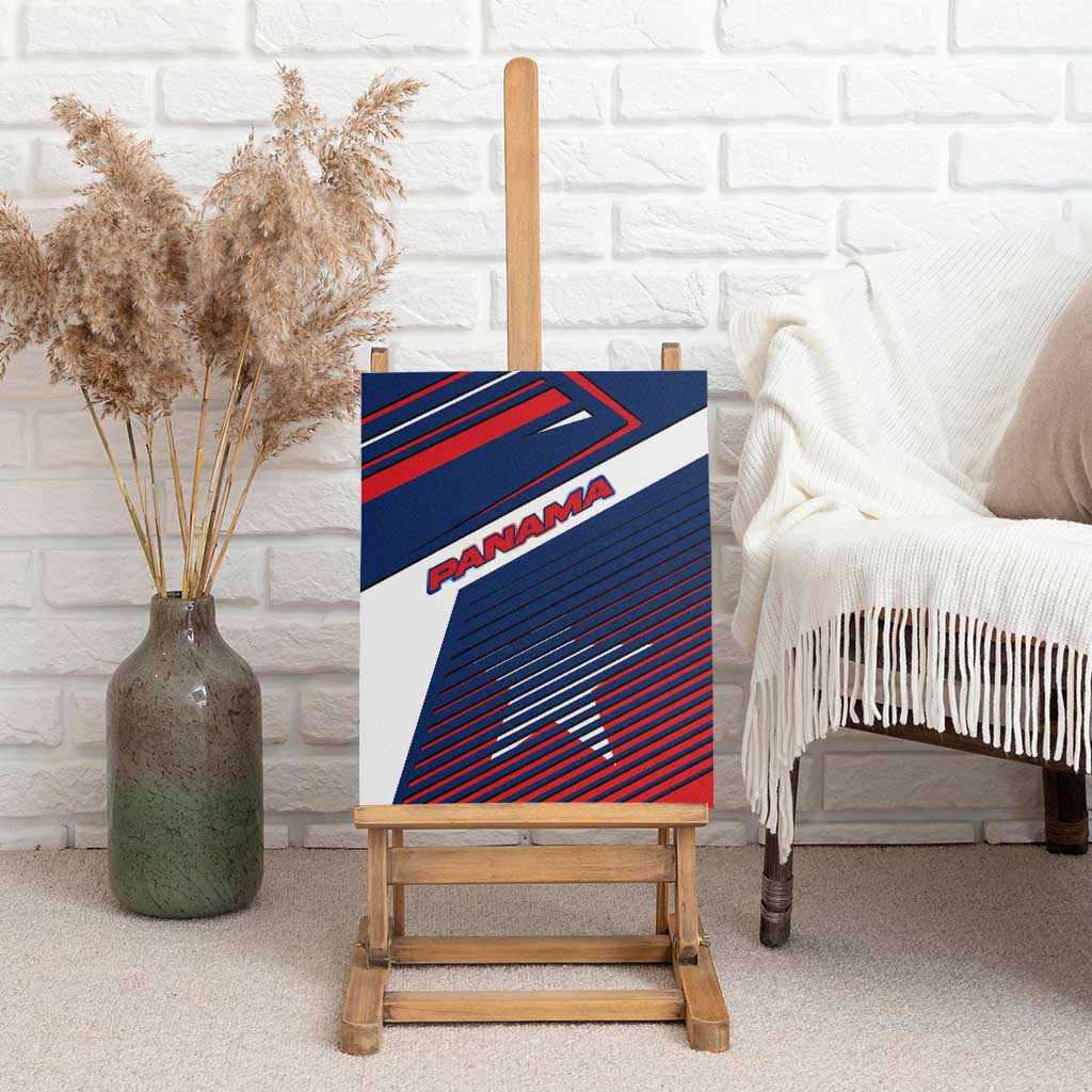 Panama Diagonal Stripe Design Canvas Wall Art with Bold Red Blue Star and Flag Accents - Wonder Print Shop