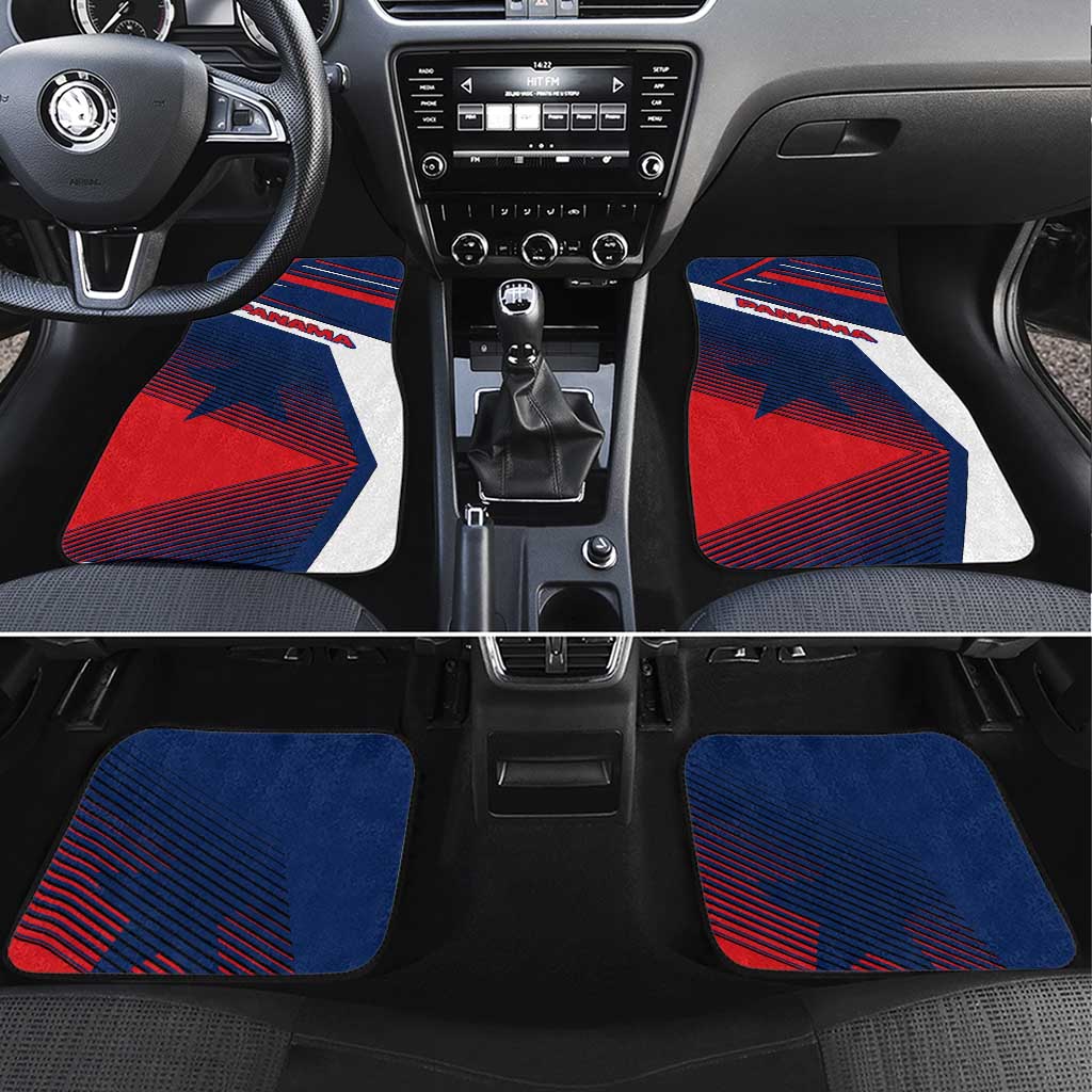 Panama Diagonal Stripe Design Car Mats with Bold Red Blue Star and Flag Accents - Wonder Print Shop