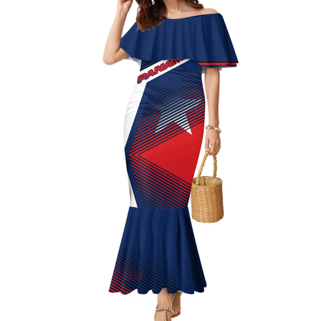 Panama Diagonal Stripe Design Family Matching Mermaid Dress and Hawaiian Shirt with Bold Red Blue Star and Flag Accents - Wonder Print Shop