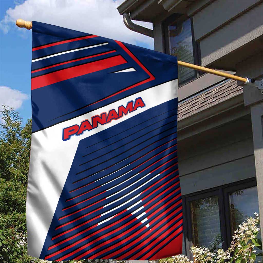 Panama Diagonal Stripe Design Garden Flag with Bold Red Blue Star and Flag Accents - Wonder Print Shop