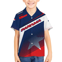 Panama Diagonal Stripe Design Hawaiian Shirt with Bold Red Blue Star and Flag Accents - Wonder Print Shop