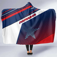 Panama Diagonal Stripe Design Hooded Blanket with Bold Red Blue Star and Flag Accents - Wonder Print Shop