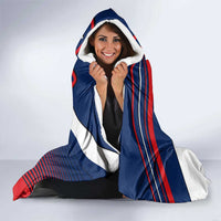 Panama Diagonal Stripe Design Hooded Blanket with Bold Red Blue Star and Flag Accents - Wonder Print Shop