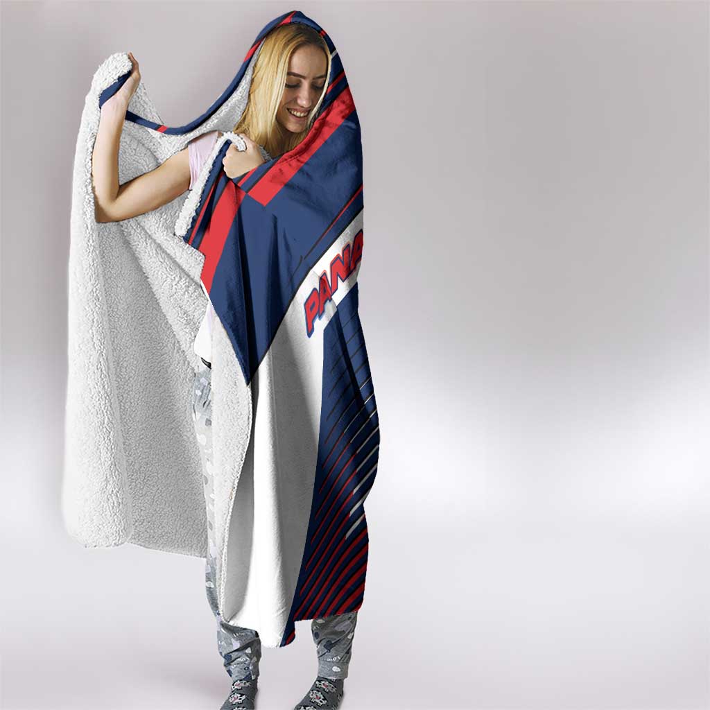 Panama Diagonal Stripe Design Hooded Blanket with Bold Red Blue Star and Flag Accents - Wonder Print Shop