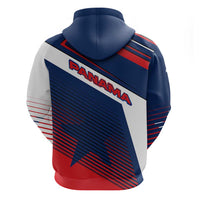 Panama Diagonal Stripe Design Hoodie with Bold Red Blue Star and Flag Accents - Wonder Print Shop