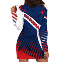 Panama Diagonal Stripe Design Hoodie Dress with Bold Red Blue Star and Flag Accents - Wonder Print Shop