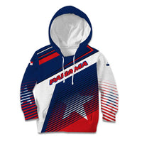 Panama Diagonal Stripe Design Kid Hoodie with Bold Red Blue Star and Flag Accents - Wonder Print Shop