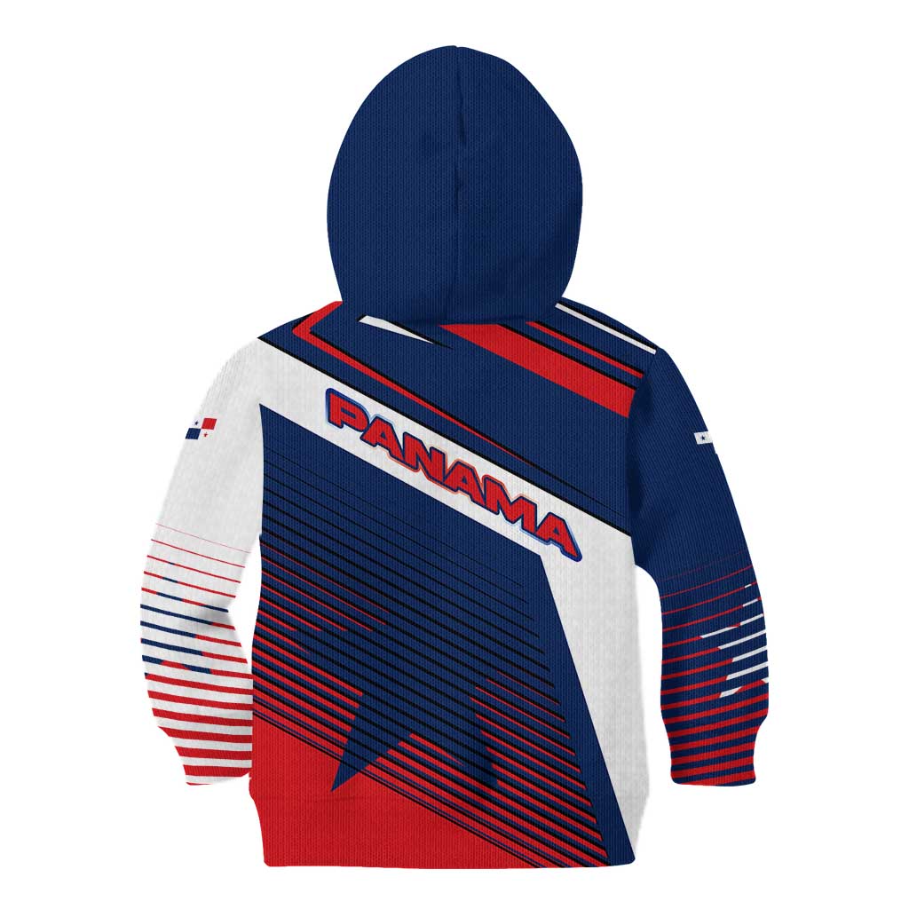 Panama Diagonal Stripe Design Kid Hoodie with Bold Red Blue Star and Flag Accents - Wonder Print Shop
