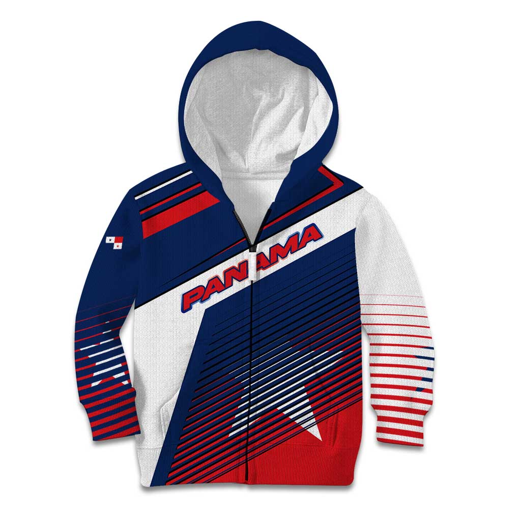 Panama Diagonal Stripe Design Kid Hoodie with Bold Red Blue Star and Flag Accents - Wonder Print Shop