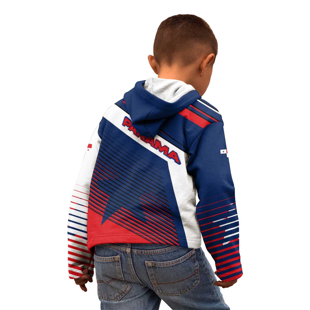 Panama Diagonal Stripe Design Kid Hoodie with Bold Red Blue Star and Flag Accents - Wonder Print Shop