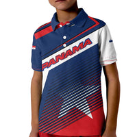 Panama Diagonal Stripe Design Kid Polo Shirt with Bold Red Blue Star and Flag Accents - Wonder Print Shop