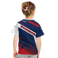 Panama Diagonal Stripe Design Kid T Shirt with Bold Red Blue Star and Flag Accents - Wonder Print Shop