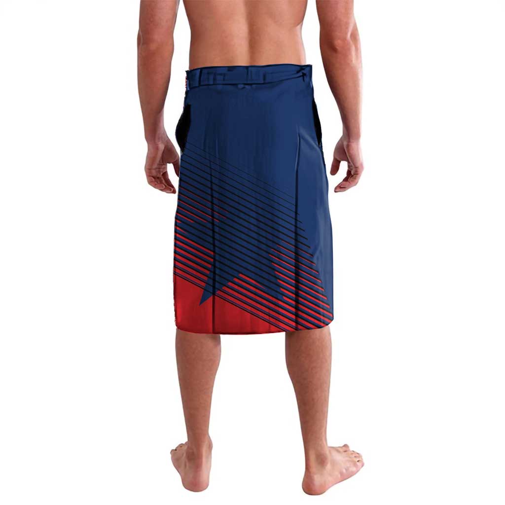 Panama Diagonal Stripe Design Lavalava with Bold Red Blue Star and Flag Accents - Wonder Print Shop