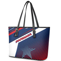 Panama Diagonal Stripe Design Leather Tote Bag with Bold Red Blue Star and Flag Accents - Wonder Print Shop
