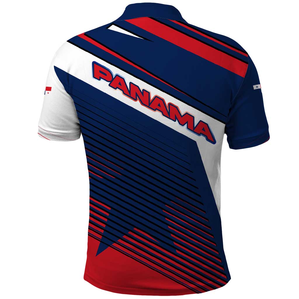 Panama Diagonal Stripe Design Polo Shirt with Bold Red Blue Star and Flag Accents - Wonder Print Shop