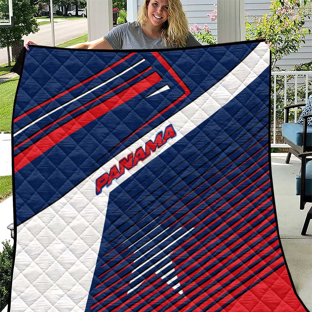 Panama Diagonal Stripe Design Quilt with Bold Red Blue Star and Flag Accents - Wonder Print Shop