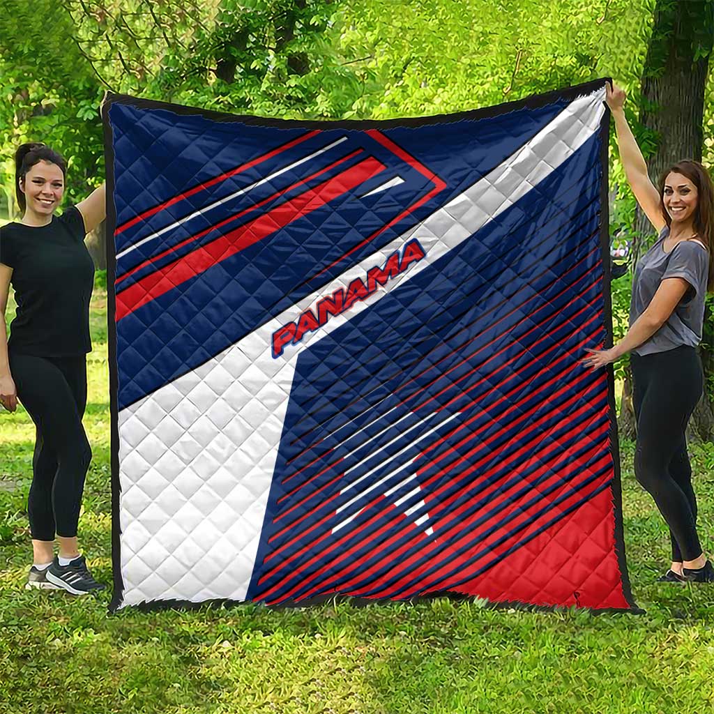 Panama Diagonal Stripe Design Quilt with Bold Red Blue Star and Flag Accents - Wonder Print Shop