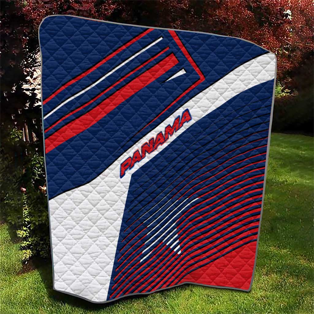 Panama Diagonal Stripe Design Quilt with Bold Red Blue Star and Flag Accents - Wonder Print Shop