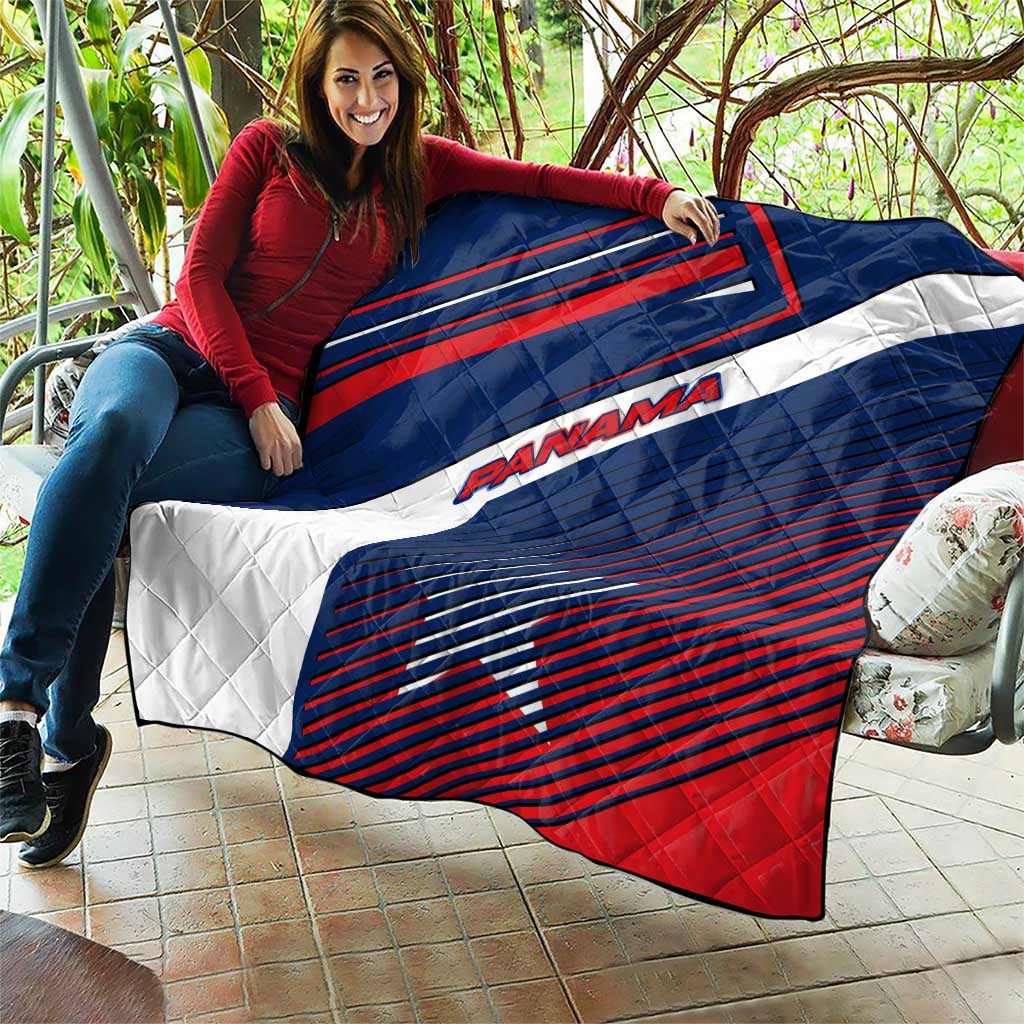 Panama Diagonal Stripe Design Quilt with Bold Red Blue Star and Flag Accents - Wonder Print Shop