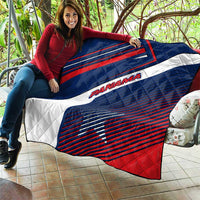 Panama Diagonal Stripe Design Quilt with Bold Red Blue Star and Flag Accents - Wonder Print Shop