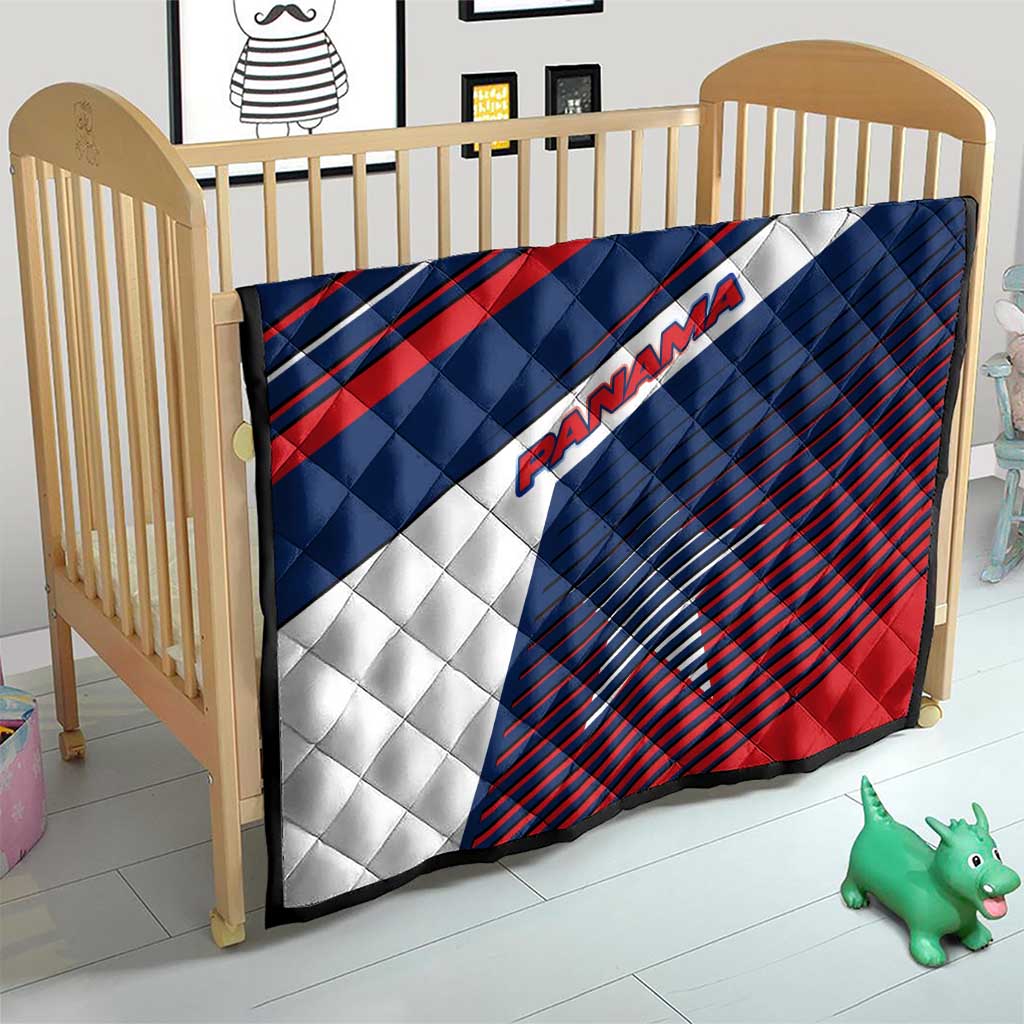 Panama Diagonal Stripe Design Quilt with Bold Red Blue Star and Flag Accents - Wonder Print Shop