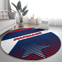 Panama Diagonal Stripe Design Round Carpet with Bold Red Blue Star and Flag Accents - Wonder Print Shop