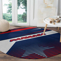 Panama Diagonal Stripe Design Round Carpet with Bold Red Blue Star and Flag Accents - Wonder Print Shop