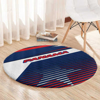 Panama Diagonal Stripe Design Round Carpet with Bold Red Blue Star and Flag Accents - Wonder Print Shop