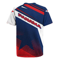 Panama Diagonal Stripe Design Rugby Jersey with Bold Red Blue Star and Flag Accents - Wonder Print Shop