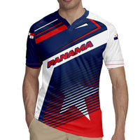 Panama Diagonal Stripe Design Rugby Jersey with Bold Red Blue Star and Flag Accents - Wonder Print Shop