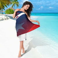 Panama Diagonal Stripe Design Sarong with Bold Red Blue Star and Flag Accents - Wonder Print Shop