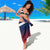 Panama Diagonal Stripe Design Sarong with Bold Red Blue Star and Flag Accents - Wonder Print Shop