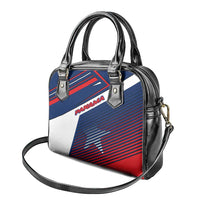 Panama Diagonal Stripe Design Shoulder Handbag with Bold Red Blue Star and Flag Accents - Wonder Print Shop