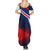 Panama Diagonal Stripe Design Summer Maxi Dress with Bold Red Blue Star and Flag Accents - Wonder Print Shop